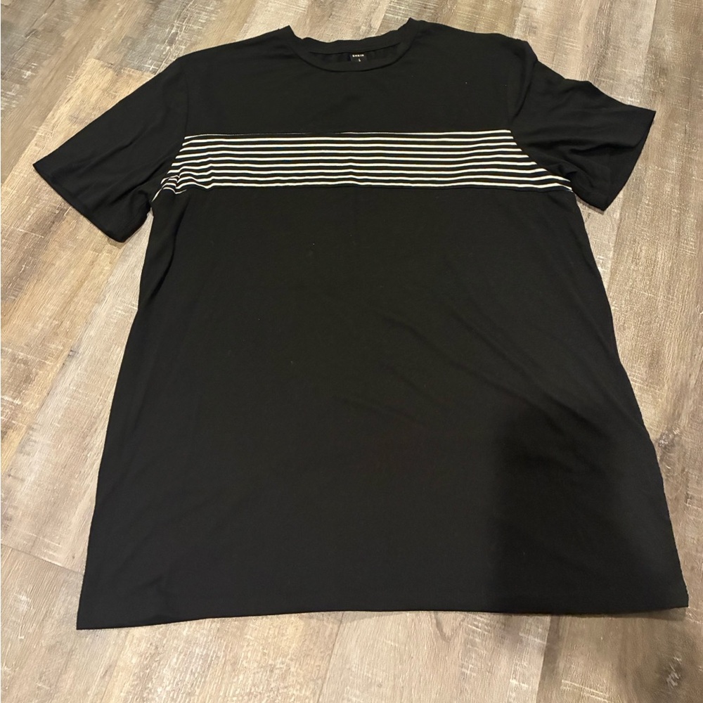 SHEIN Black Tee with White Stripes